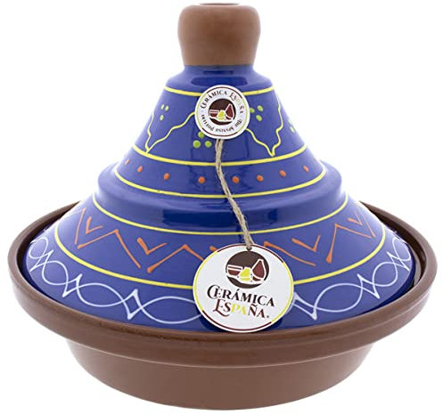 CERÁMICA ESPAÑA | Tajine fango refrattario | Tajine marocchina | Tajine ceramica tradizionale | Tagine | Tagine | Tagine con coperchio - Modello M02 | Decorazione 100% fatta a mano | 27x27x23 cm