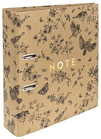 Interdruk Lever Arch File A4 75 mm - Natural Brown Kraft - Birds