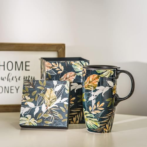 Topadorn Mug de voyage en céramique Vert 500 ml