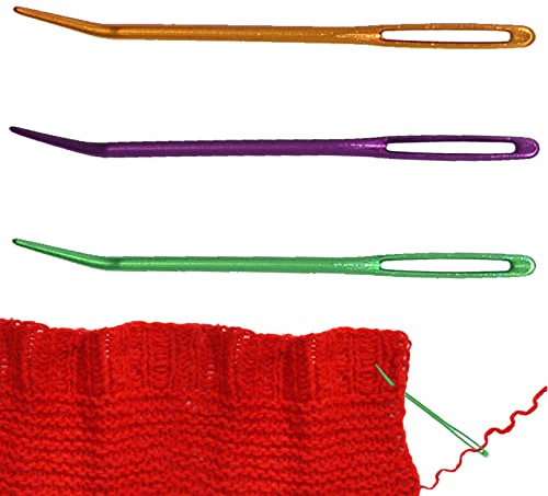 Bent Tapestry Needles,Large Eyes Blunt Yarn Needles KnittingDarning Needles | 3pcs Sewing Needles Weaving Needles,Aluminum Large-Eye Blunt Yarn Needles for Wool Macrame Needle Hand Stitch DIY Crafts