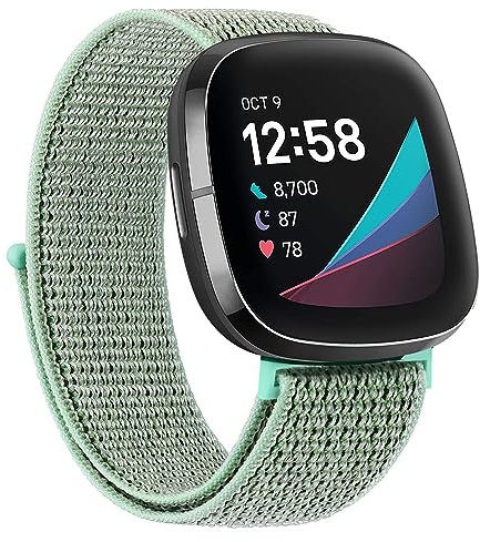 Oumida Nylon Armband für Fitbit Versa 3/4, Sense/Sense 2 - Verstellbares Ersatz Uhrenarmband Mit Klettverschluss für Damen und Herren