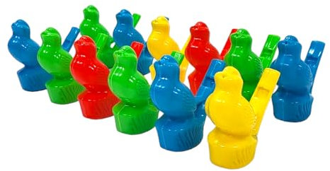 BUSDUGA 4388 12er Set Vogelpfeifen aus Kunststoff, Vogelstimmen Tröte, Wassermusikpfeife