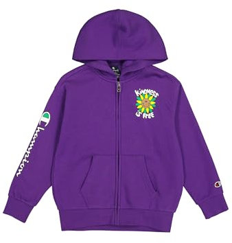 Champion Legacy Play with Graphics B (306910) -Ultra-Light Soft Compact Polyfleece Full-Zip Hooded Felpa con Cappuccio, Viola Petunia (PRV), 13-14 Anni Bambino