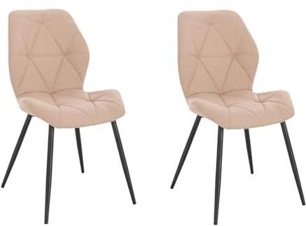 SVITA Jamie 2er Set Esszimmerstühle Polsterstuhl Wohnzimmerstuhl Küchenstuhl mit Rückenlehne gepolstert Stoff Beige