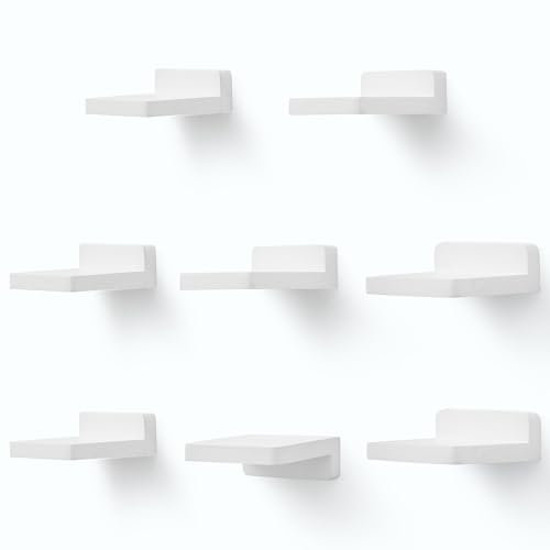 PHOENANCEE kleine schwebende Regale für Wand, 8er-Set, quadratisches Holzregal, hängende Mini-Regaldekoration für Schlafzimmer, Wohnzimmer, 10.2cmX10.2X4cm(Weiß)