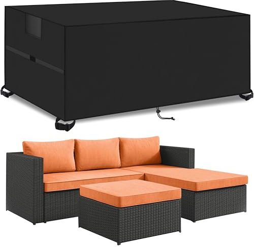Outdoor Garden Furniture Covers,210*110*74cm,Waterproof with Air Vent, 420D Heavy Duty Oxford Fabric,Patio Furniture Cover for outside Rectangle,Rectangular Table and Chair Set, Rattan Furniture Set