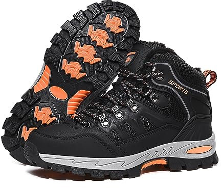 Littleplum Botas de Senderismo Hombre Mid Zapatillas Trekking Zapatos Senderismo Hombres Impermeable Calzado montaña (Negro,42EU)
