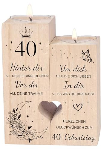 40 Geburtstag Frau Mann,Kerzenständer,40 Geburtstag Deko Geschenkideen,Geburtstagsgeschenk für Vater, Mama, Frau,Schwester, Freundin