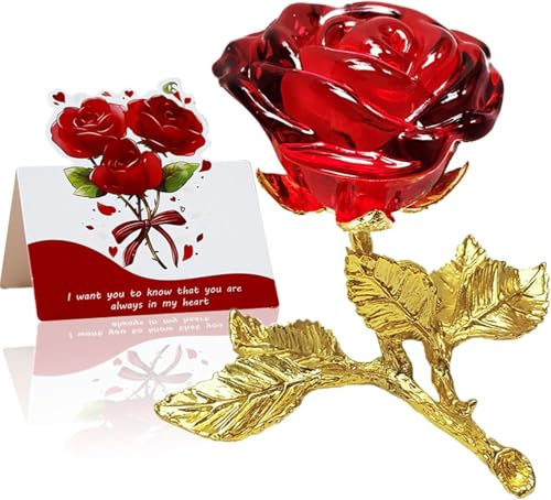 Rosa Cristallo Rossa,K9 Glass Rose Fiore Artificiale,Rose Eterne 3D Fatte a Mano Stelo Lungo per Festa della Mamma San Valentino Natale Ringraziamento Anniversario della Donna Regalo di Compleanno