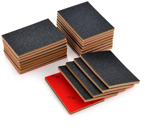 MAXMAN Lot de 20 éponges de sable en mousse souple de 45 x 10 cm - Bloc de papier de verre ultra fin humide et sec - Pour métal, meubles en bois, modèles, murs secs, polissage artisanal