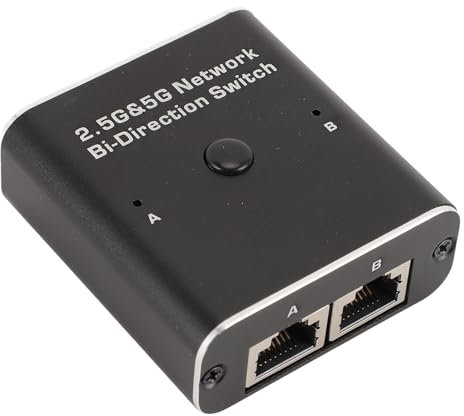 ASHATA Switch di Rete RJ45 2.5G 5G a 2 Porte, Switch Bidirezionale 2 in 1 Uscita o 1 in 2 Uscite Adattatore Switcher di Rete Interno Esterno Bidirezionale, Lega di Alluminio, Fino a