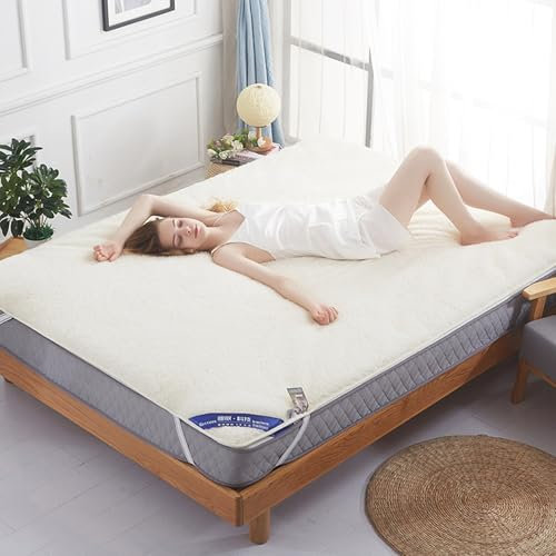 KIWZXKA Australische Fleece-Matratze Aus Reiner Schafwolle, Matratzenauflage Aus Lammwolle In Vielen Größen, Matratzenauflage Aus Wolle, Warme Matratzenauflage Aus Winterwolle(Short Wool,100 * 200cm)