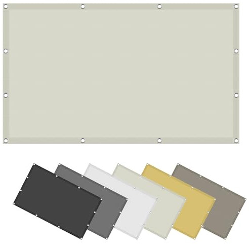 Tenda parasole impermeabile da giardino, 3,9 x 5,3 m, color avorio, rettangolare, con occhielli, per esterni, patio, blocco UV 98%, vela ombreggiante di grandi dimensioni, colore avorio