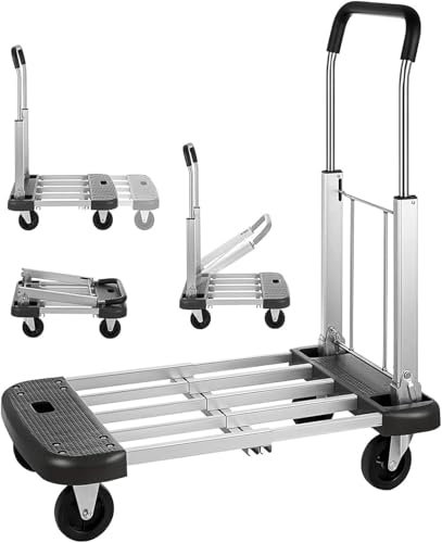 DRFGNF Plattformwagen Alu Flachwagen längenverstellbar Klappwagen Fahrwagen Pritschenwagen