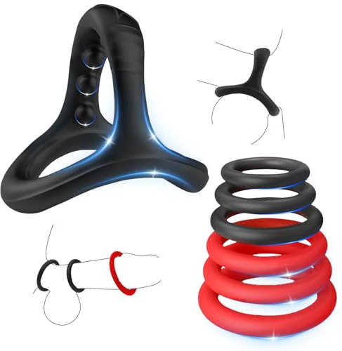 Silicone Cock Ring, Penis Rings Set with 7 Different Sizes for Enhancing, Delay, Long Lasting Stronger Strechy Adult Sex Toys for Men Couple