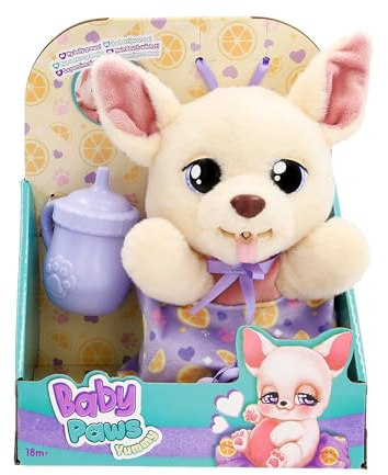 BABY PAWS Yummy Chihuahua, Interactive Plush Puppy to Carry Around Whose Belly Grows When Feeding and Gets Small with Dummy in Mouth - Gift and Toy for Children from 18 Months