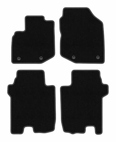 Velours-Fußmatten passend für Honda Jazz III 2011-2014, Schwarz, BASIC | passend für Schrägheck; dünner Velours-Teppich (Polypropylen), ca. 4 mm; rutschfest, ovale Befestigungen (Typ HND)