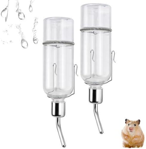 Pack of 2 Drinking Bottle Rodents Automatic Water Dispenser Rabbit No Drip Pets Water Bottles Hanging for Guinea Pigs Chinchillas Hamsters (350 ml)