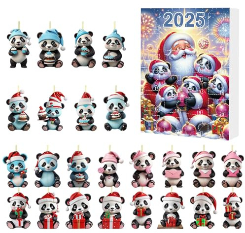 Weihnachtskalender 2D Panda Weihnachtsanhänger
