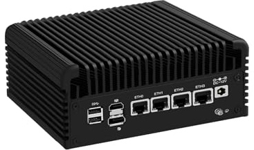 SJRC Fanless N150 Firewall Appliance (up to 3.6GHz), 4 x i226V 2.5Gibit LAN Mini PC for Office/Home, DDR5 8GB RAM 128GB NVMe SSD Micro PC, 8 USB OPNsense, Linux, Dual Display