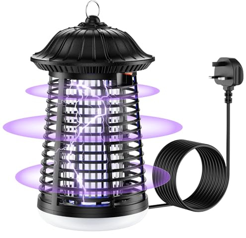 PKBD Electric Fly Zapper, 4200V UV Insect Pest Fly Killer, Black | Bug Zapper with 3M Cable for Indoor & Outdoor, Waterproof Mosquito Killer Lamp for Flying Insect, Fly Catcher for Home