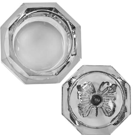 VALICLUD Coupe à Manucure en Acrylique Transparente avec Couvercle Métallique Anti-éclaboussures, Bol Octogonal Gris Foncé pour Accessoires Nail Art, Rangement Pratique pour Ongles