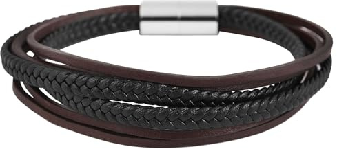 Akzent Armband Herren - Premium Armband Herren in Silber aus Leder, 100% Wasserfest & Hautverträglich