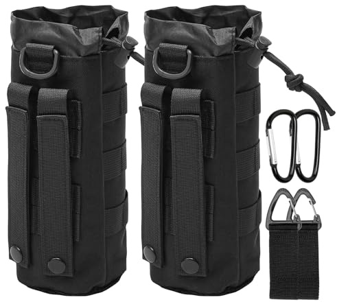 Juyibaao 2 Stück Taktisch Flaschenhalter Molle Set, Wasserflaschentasche mit Karabiner & Gürtel-Gurt, Oxford Trinkflaschenhalter Rucksack, für Outdoor Wandern Camping