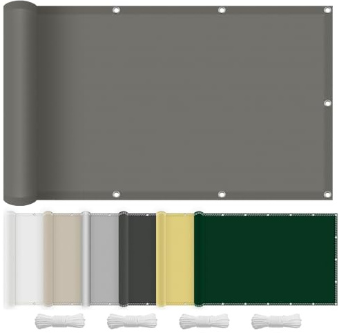 Voile d'ombrage 275 x 375 cm Protection Solaire Coupe-Vent Imperméable Toile Ombrage Exterieur avec Œillets et Corde, sans Perçage pour Serre, Patio, Pergola, Jardin, Gris Foncé