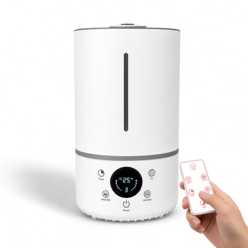 CNBHEABY 4L Smart Ultrasonic Humidifier and Aroma Diffuser, 25dB Whisper Quiet Cool Mist Humidifiers for Bedroom Baby Nursery Office, 40H Runtime, Top Fill, Auto Shut-off