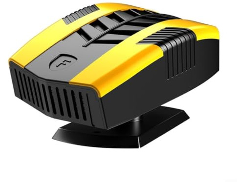 KiraKira Tragbare 12 V Auto-Heizung, Entfroster, 150 W Heizungswärmer für Doppelfunktion für 360° einstellbare Luftströmung, Windschutzscheibe, Nebelentfernung für kompakte (gelb)