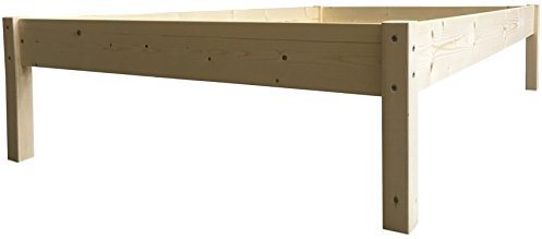 LIEGEWERK Holzbett Erhöhtes Bett Seniorenbett 120x200 cm Massivholzbett Holz 120 massiv (120cm x 200cm, Betthöhe 55cm)