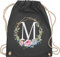 Turnbeutel Rucksack - Geschenk mit Initialen Tasche - Anfangsbuchstabe M - Buchstabe M - Unisize - Dunkelgrau - einem turnsackerl kindergarten buchstaben beutel name stoffrucksack anfangsbuchstaben