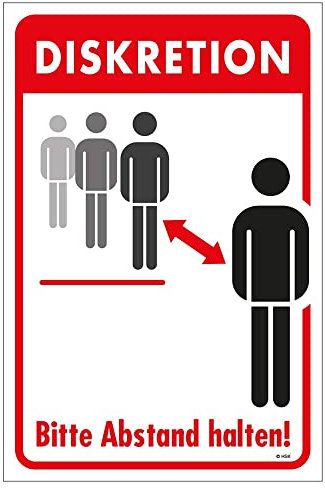 Warnschild Hinweisschild - Diskretion Bitte Abstand halten - Gr. ca. 25 x 40 cm - 309822