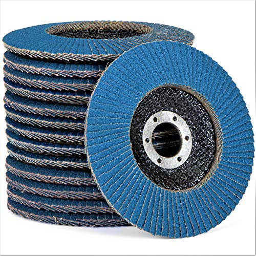 Lot de 20 disques à lamelles professionnels - Bleu - Diamètre : 125 mm - 5 x grain : 40 - 60 - 80 - 120 mm - En acier inoxydable