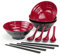 Ramen Schüssel Set, Füllmenge 1032 ml Japanische Suppe Schüssel mit Löffel und Essstäbchen, für Pasta Udon Asiatische Nudeln, Rot Schwarz Gemischt (4 PCS)