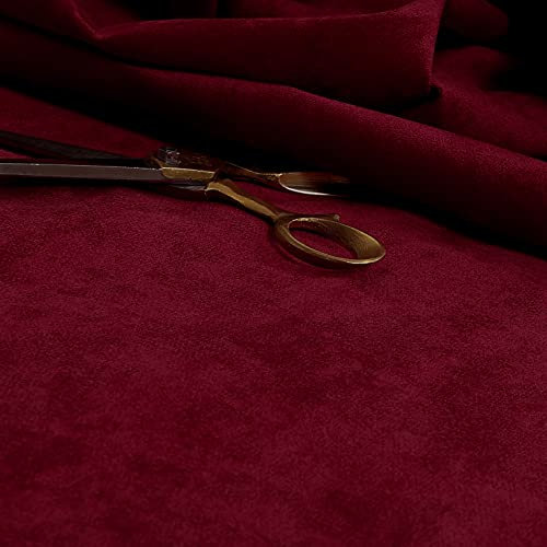 Hochwertiger weicher Chenille-Samtstoff für Vorhänge, Sofas, Polstermöbel, 10 x 8 cm, Rot