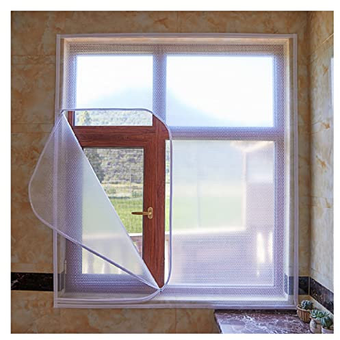 LIJINBO Thermo Cover Fenster-Isolierfolie,Fenster Dämmfolie Transparent Kunststoff Doppelschaumfilm Halten Sie Warm-Windschutzscheiben-Geräuschreduktion-Reißverschluss Kein Loching, 50 Größen, 1x1.2m