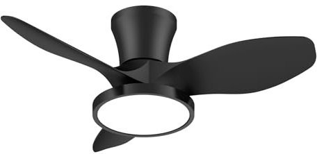 ocioc Ventilador de techo silencioso con luz LED Motor CC 81,28 cm Control remoto de gran volumen de aire para cocina, dormitorio, comedor, patio