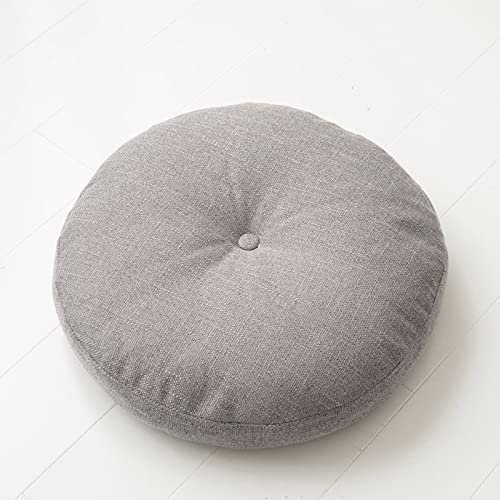 SUARIA Rund Leinen Aus Baumwolle Sitzkissen Trösten Atmungsaktiv Meditationskissen Waschbar Tatami Jogakissen Für Joga Wohnzimmer Balkon Dekoration-Grau a 70cm(28inch)