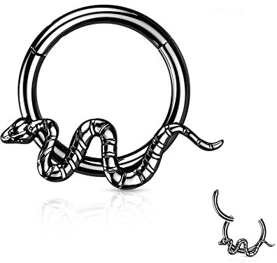 Treuheld® Titan Segmentring-Clicker Piercing mit Schlange | 3 Farben [02.] - schwarz