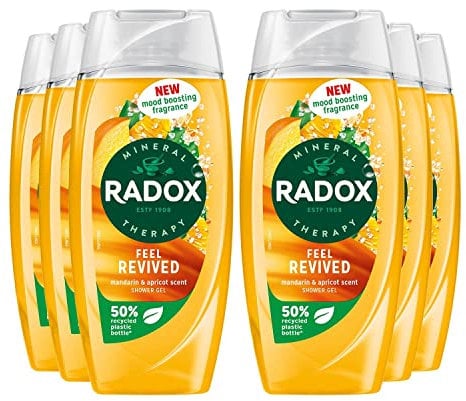 Radox Mineral Therapy Feel Revived Shower Gel with Mandarin & Apricot Scent - 225ml (Pack of 6)