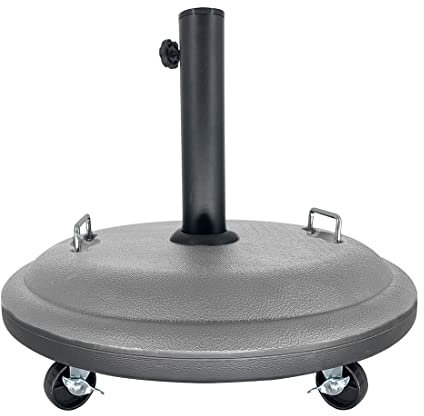 Acomoda Textil – Base de Sombrilla Ajustable Redonda 50 cm ø con Ruedas para Jardín, Patio, Terraza. Soporte de Parasol 25 kg Resistente, Manejable con Doble Asa. (Redonda con Ruedas 50 cm ø)