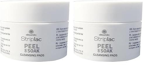 alessandro Striplac Peel or Soak Cleansing Pads – Reinigungspads zur Anwendung auf dem Naturnagel – Vor und nach dem Lackieren – Mit Pfirsichduft – 50 Stück (2er Pack)