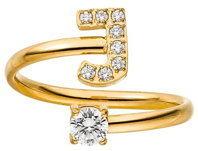Purelei® Buchstaben Ring J – Damenring aus langlebigem Edelstahl – Wasserfeste Ringe – Verstellbare Ringe von Größe 50 bis 60 – Modeschmuck für deinen individuellen Look