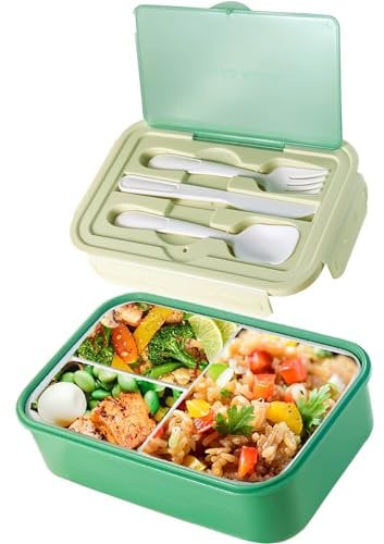 Bento Lunch Box, Lunch box for Adults and Kids, School Lunch box, Office Lunch box, Large Capacity 1400ml, Leakproof, BPA Free, Container with 3 Compartments lunch box