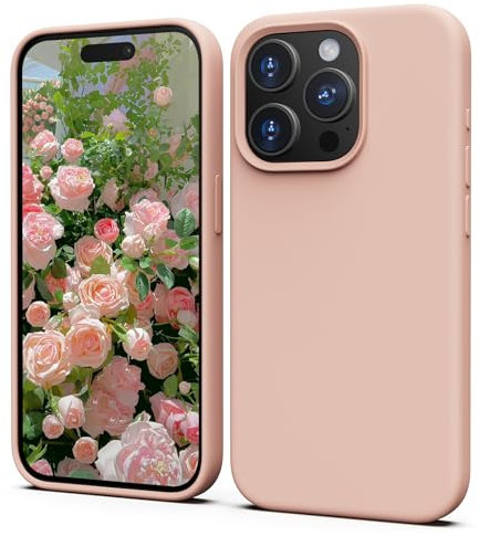 TIIXXA Silicone Case for iPhone 15 Pro Case, Soft Ultra Slim Protective Shockproof Liquid Silicone Phone Case, Anti-Scratch Microfiber Lining, 6.1 Pink