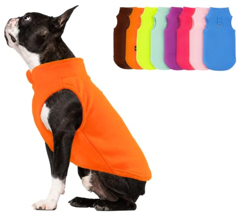JACKO & CO Fleece-Weste mit Ring für die Leine – weich, leicht, atmungsaktiv für Welpen, kleine, mittelgroße Hunde, Kätzchen, Katzen, Chihuahua, warm für Herbst/Winter (Orange, Größe S, 1,8-2,7 kg)