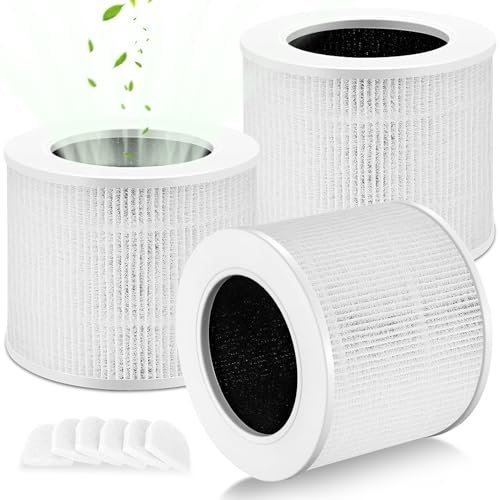 Laukowind Luftreiniger Filter Kompatibel mit LEVOIT,3 in 1 Ersatzfilter für LEVOIT Core Mini Luftreiniger- Enthalten Hocheffiziente Aktivkohle (3 Filter+ 6 Ersat Duftschwamm)