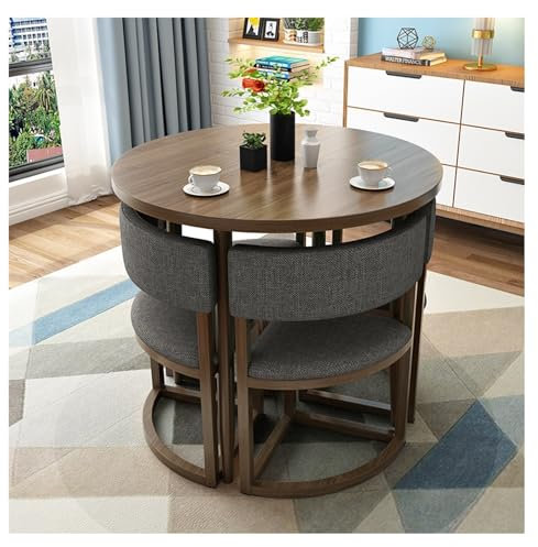 Essgruppe Set Tisch und Stühle Esstisch und 4 Stuhl Büro Konferenztisch Seminartisch Bistro-Set Sitzgruppe für Wohnzimmer Esszimmer Balkon Küche Salon Café Essecke Frühstücksecke Platzsparend ( Color